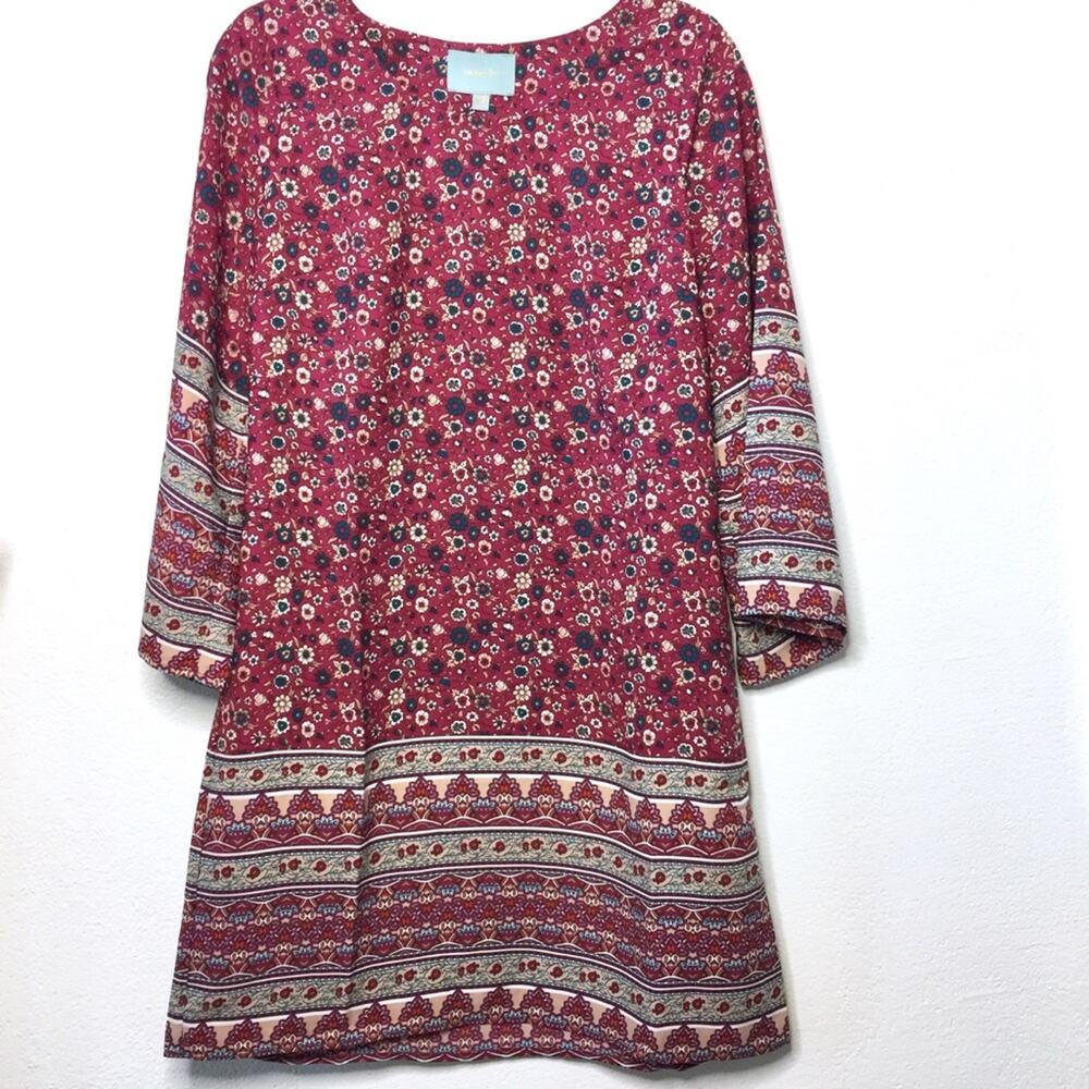 Skies Are Blue Floral Boho Cutout Back Dress Size XS